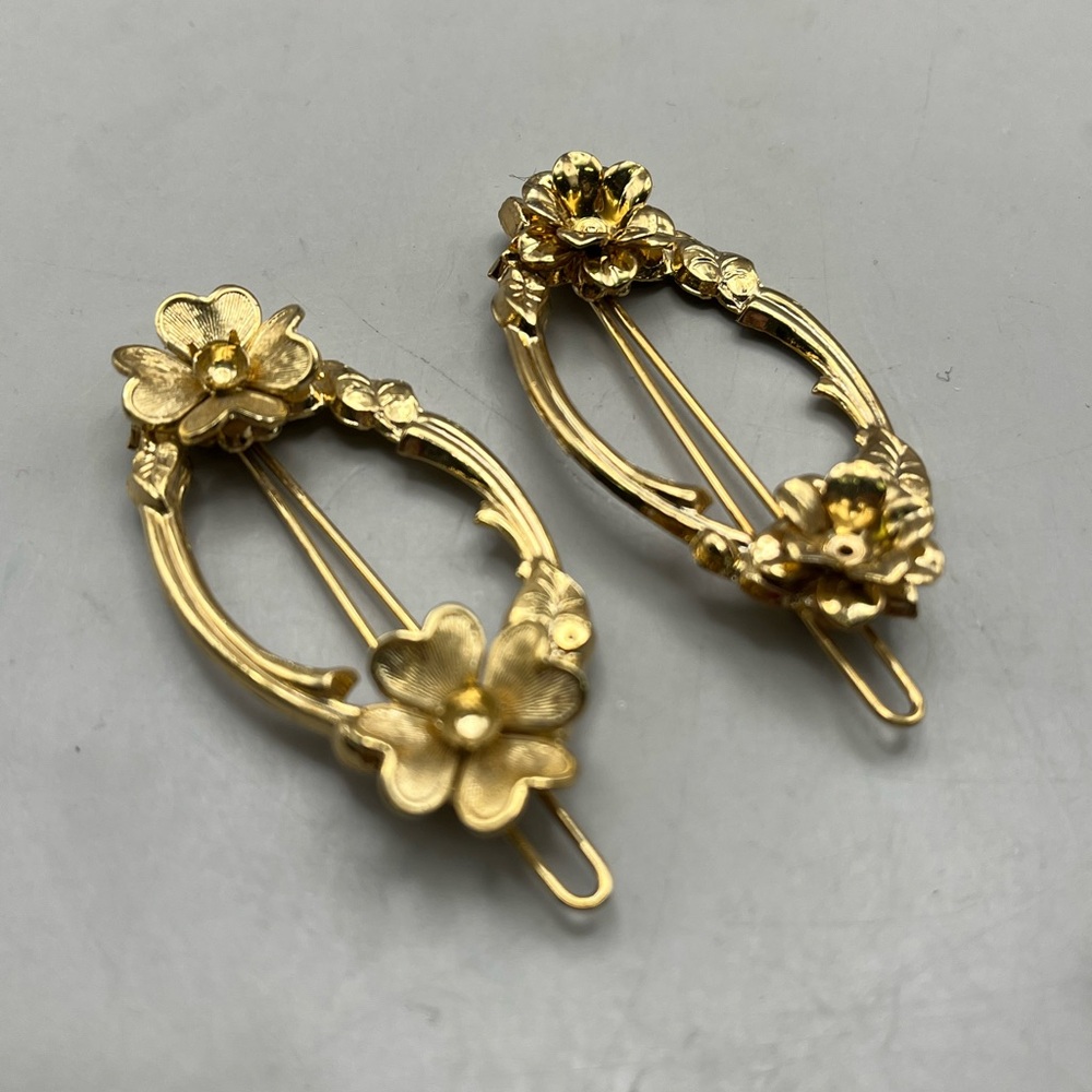 Elegant Vintage Gold and Blue Hair Accessory Set -Retro Statement - Picture 3 of 6